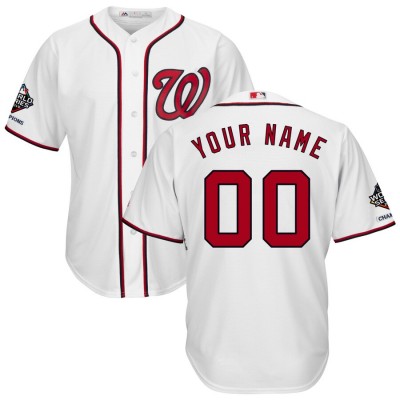 Washington Nationals Majestic 2019 World Series Champions Home Official Cool Base Custom Jersey White